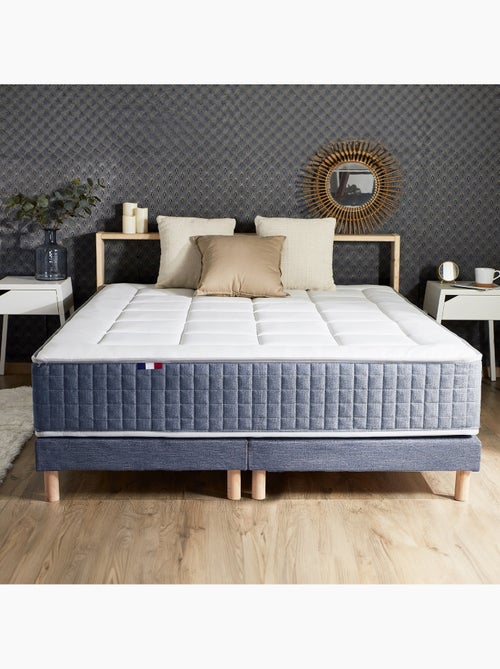 Sommier tapissier à lattes bleu denim made in France - 140 x 190 cm - Kiabi