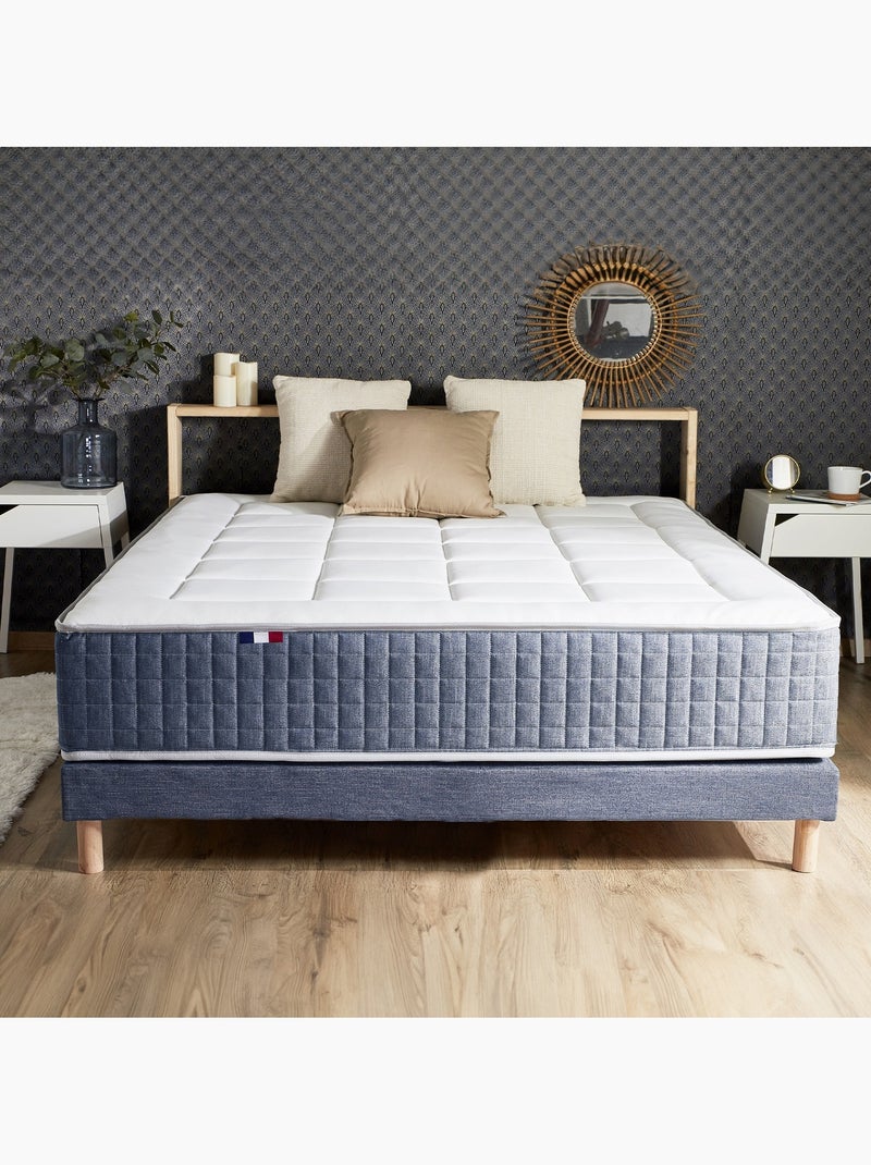 Sommier tapissier à lattes bleu denim made in France - 140 x 190 cm Bleu foncé - Kiabi