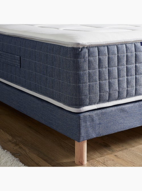Sommier tapissier à lattes bleu denim made in France - 140 x 190 cm - Kiabi