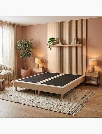 Sommier tapissier à lattes fixes, couchage ferme, soutien optimal , Sommier - Gris chiné