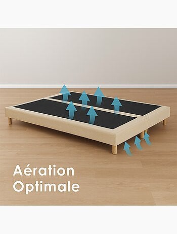 Sommier tapissier à lattes fixes, couchage ferme, soutien optimal , Sommier - Gris chiné