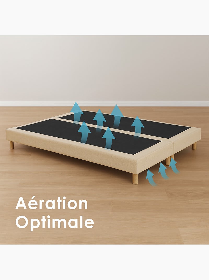 Sommier tapissier à lattes fixes, couchage ferme, soutien optimal - Sommier - Beige Beige - Kiabi