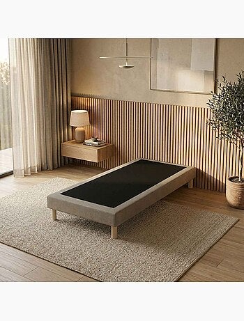 Sommier tapissier à lattes fixes, couchage ferme, soutien optimal - sommier - gris chiné