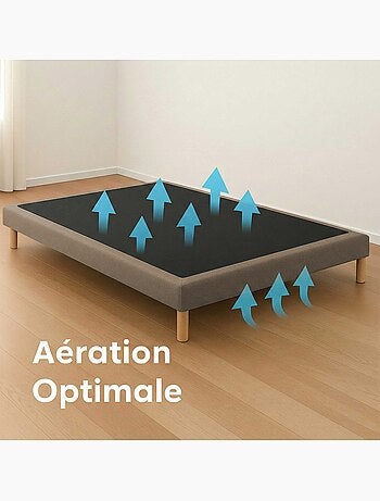 Sommier tapissier à lattes fixes, couchage ferme, soutien optimal - sommier - gris chiné