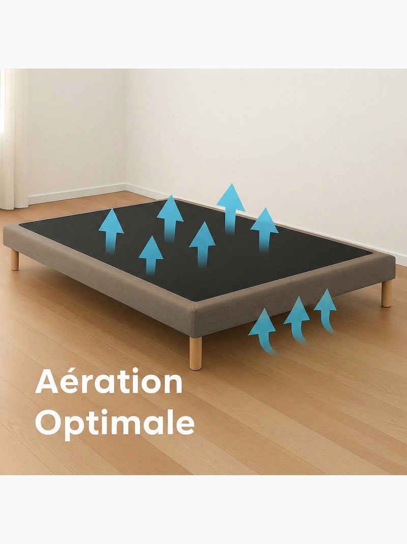 Sommier tapissier à lattes fixes, couchage ferme, soutien optimal - sommier - gris chiné Taupe - Kiabi