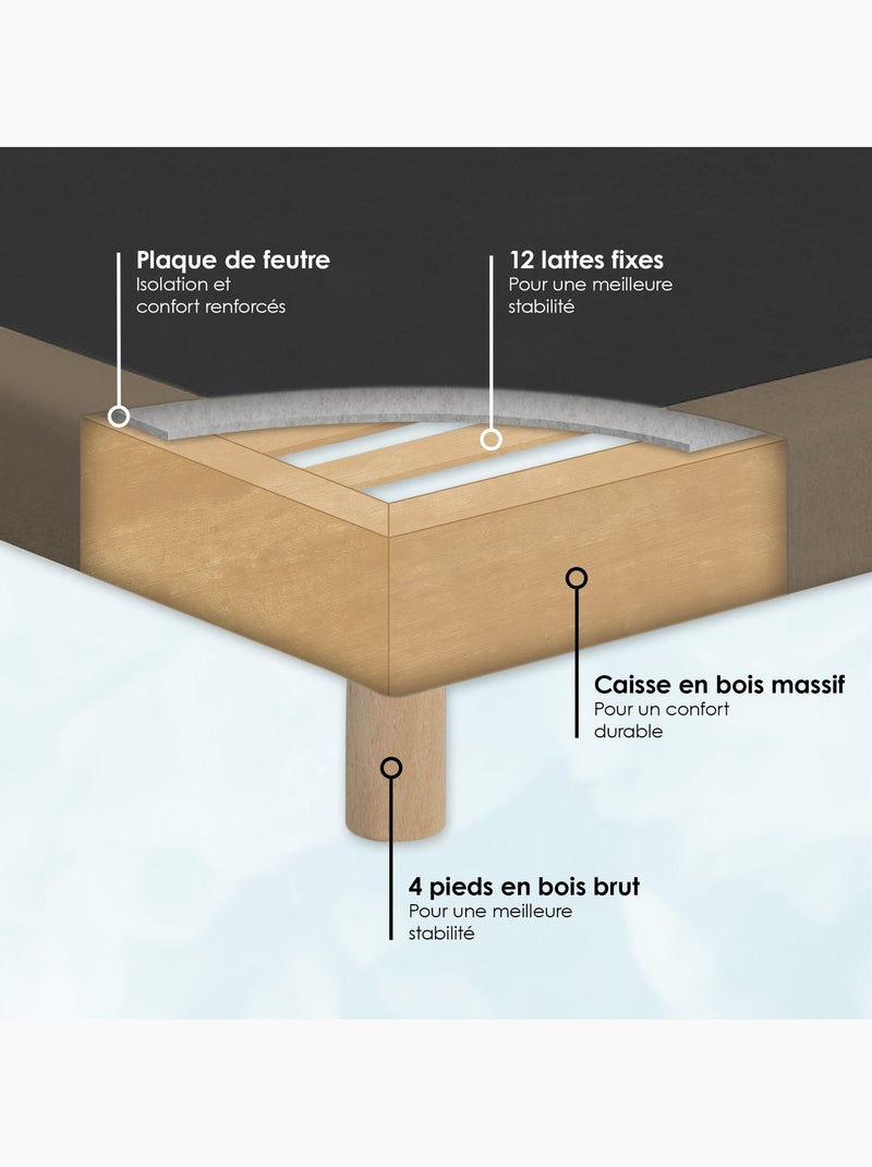 Sommier tapissier à lattes fixes, couchage ferme, soutien optimal - sommier - gris chiné Taupe - Kiabi