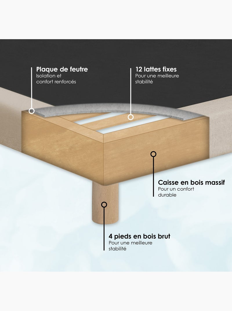 Sommier tapissier à lattes fixes, couchage ferme, soutien optimal  , Sommier - Beige Beige - Kiabi