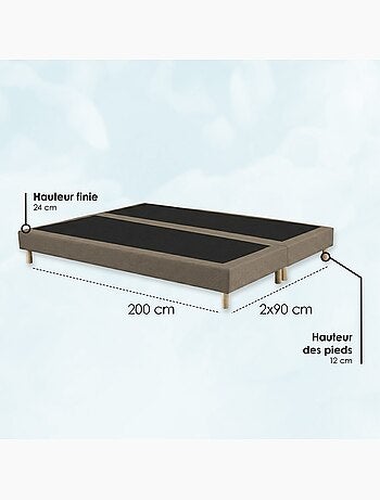 Sommier tapissier à lattes fixes, couchage ferme, soutien optimal , Sommier - Taupe