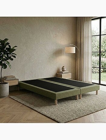 Sommier tapissier à lattes fixes, couchage ferme, soutien optimal , sommier - vert