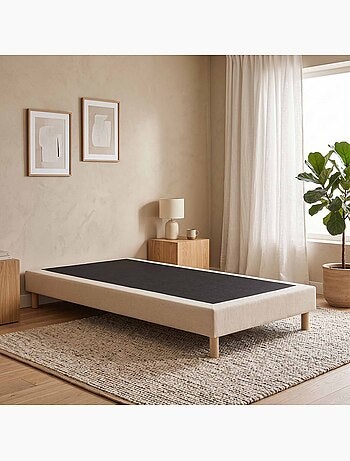 Sommier tapissier à lattes fixes, couchage ferme, soutien optimal , sommier - gris chiné