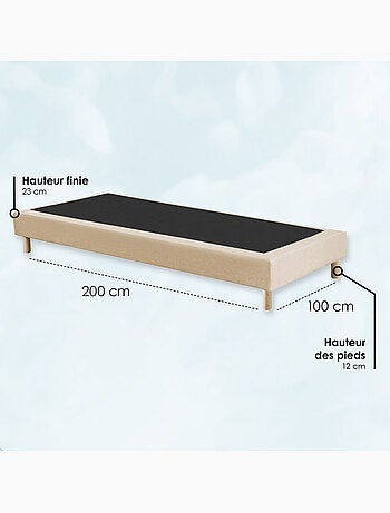 Sommier tapissier à lattes fixes, couchage ferme, soutien optimal , sommier - gris chiné