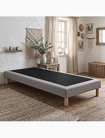 Sommier tapissier à lattes fixes couchage ferme soutien optimal sommier beige