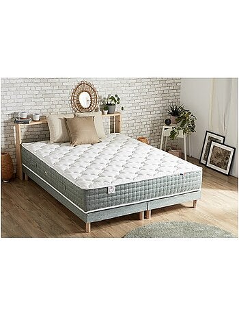 Sommier tapissier à lattes vert celadon made in France - 2x90 x 200 cm