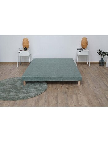 Sommier tapissier à lattes vert celadon made in France - 2x90 x 200 cm