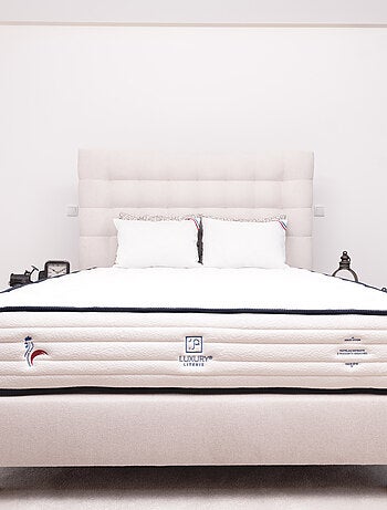 Sommier tapissier bois massif beige avec pieds