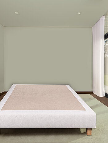 Sommier tapissier bois massif beige avec pieds