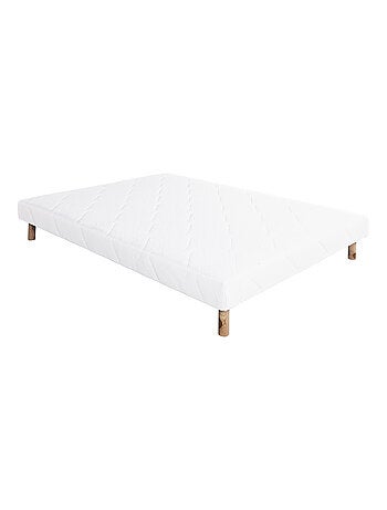 Sommier tapissier bois massif blanc avec pieds