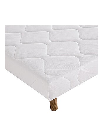 Sommier tapissier bois massif blanc avec pieds