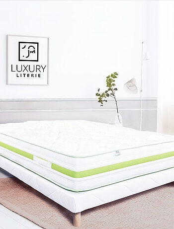 Sommier tapissier bois massif blanc avec pieds