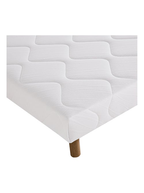 Sommier tapissier bois massif blanc avec pieds - Kiabi