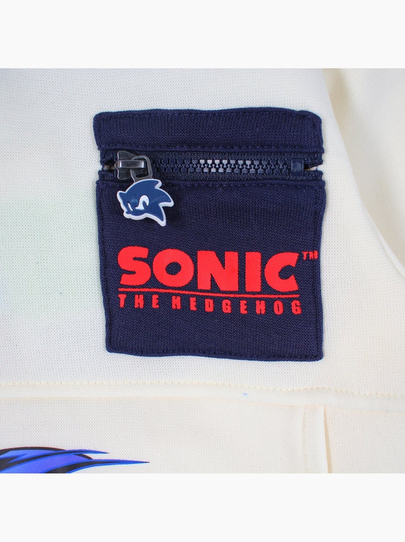 Sonic - ensemble sweat et pantalon de jogging imprimés, poche kangourou et finitions bord-côte Blanc - Kiabi