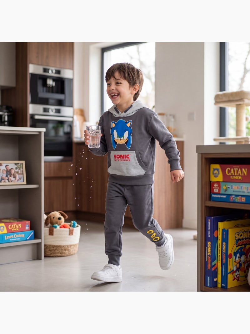 Sonic - ensemble sweat et pantalon de jogging imprimés, poche kangourou Gris - Kiabi