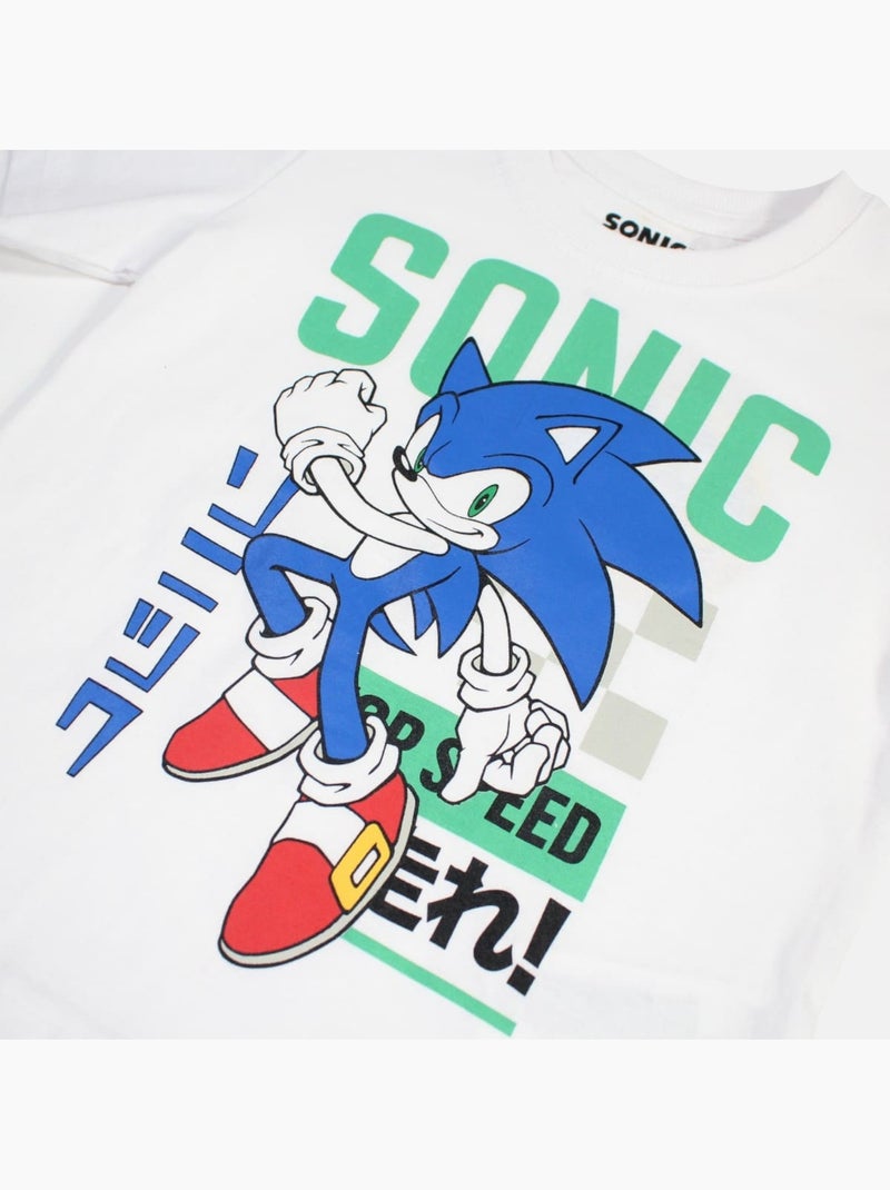 Sonic - Ensemble t-shirt et short gar?on ? motif Blanc - Kiabi