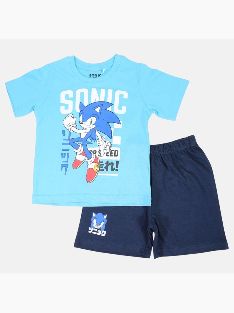 Sonic - Ensemble t-shirt et short gar?on ? motif Bleu - Kiabi