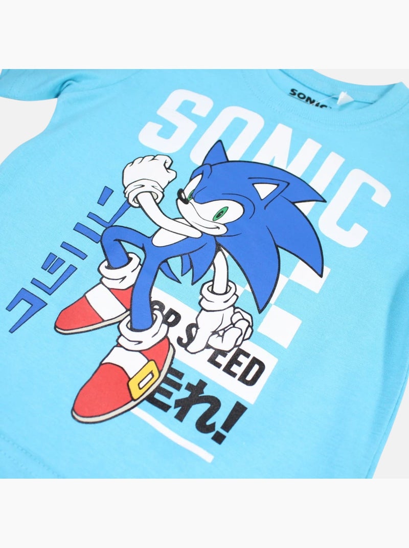 Sonic - Ensemble t-shirt et short gar?on ? motif Bleu - Kiabi