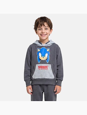 Sonic - sweat à capuche imprimé, manches longues, poche kangourou et finitions bord-côte