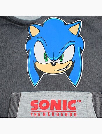 Sonic - sweat à capuche imprimé, manches longues, poche kangourou et finitions bord-côte