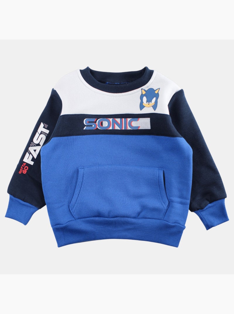 Sweat Sonic Sonic 5-6 Ans – Bleu, Imprimé Graphique, Garçon