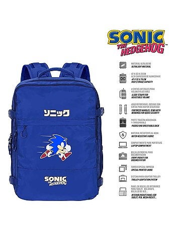 Sonic The Hedgehog Action Grand Sac à Dos de Voyage Mercury 47x23x33cm, Bleu