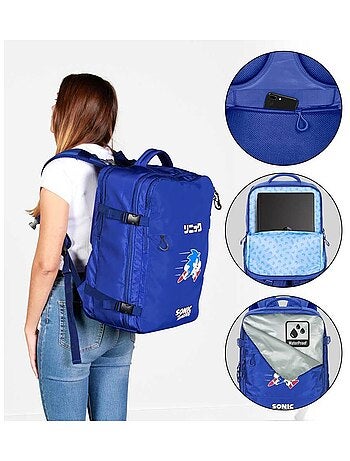 Sonic The Hedgehog Action Grand Sac à Dos de Voyage Mercury 47x23x33cm, Bleu
