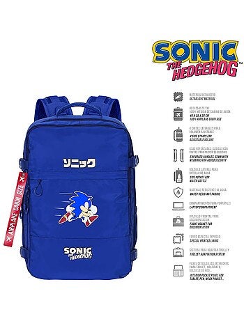 Sonic The Hedgehog Action Sac à dos Mercury Voyage Cabine Avion 40x20x25cm, Bleu