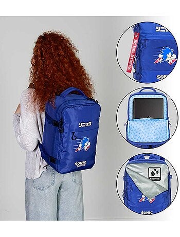 Sonic The Hedgehog Action Sac à dos Mercury Voyage Cabine Avion 40x20x25cm, Bleu