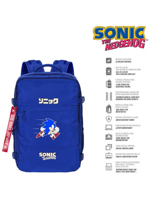 Sonic The Hedgehog Action Sac à dos Mercury Voyage Cabine Avion 40x20x25cm, Bleu - Kiabi
