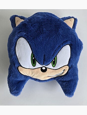 Sonic the hedgehog coussin chauffe-mains 3d fausse fourrure bleu 37x32 cm