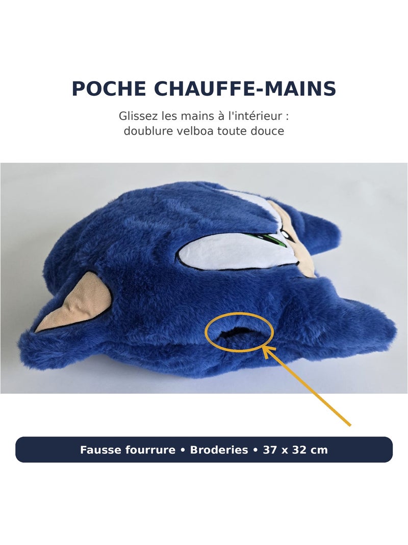 Sonic the hedgehog coussin chauffe-mains 3d fausse fourrure bleu 37x32 cm Noir Bleu - Kiabi