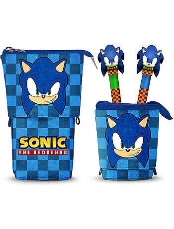 Sonic The Hedgehog Sight Trousse Cute + 2 Stylos Gel Effaçables, Bleu