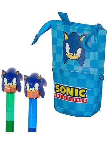 Sonic The Hedgehog Sight Trousse Cute + 2 Stylos Gel Effaçables, Bleu
