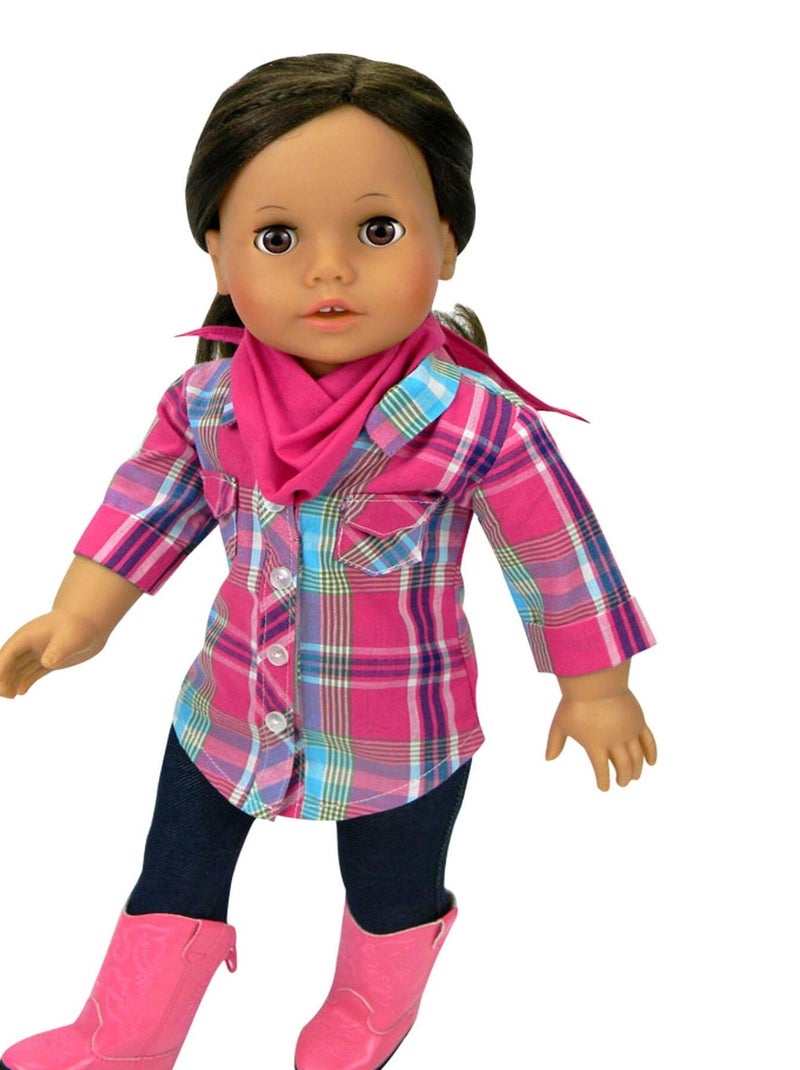 Sophia's - 18" Poupee, Bouton à carreaux, chemisier, jeggings en denim, bandana et bottes N/A - Kiabi