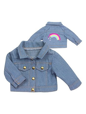 Sophia's par Teamson Kids Veste en jean avec graphique arc-en-ciel pour 18 "poupées, bleu