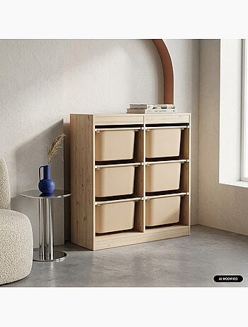 Sora - meuble de rangement pour enfant 6 bacs de rangement sora