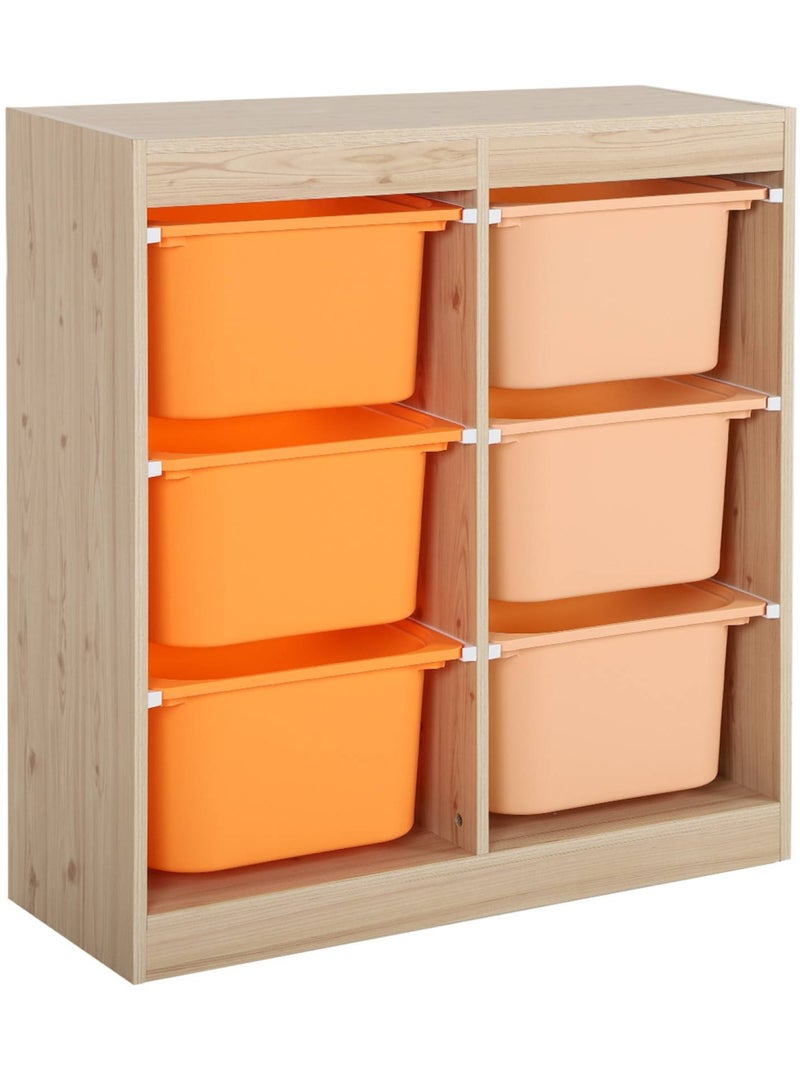 Sora - meuble de rangement pour enfant 6 bacs de rangement sora Orange - Kiabi