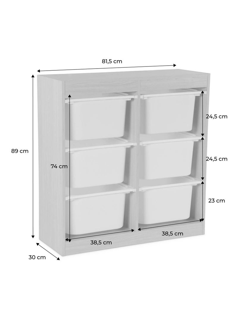 Sora - meuble de rangement pour enfant 6 bacs de rangement sora Orange - Kiabi