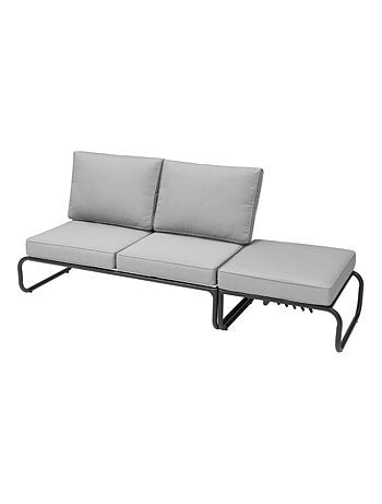 SORRENTO - salon de jardin canapé modulable 2-3 places gris en aluminium