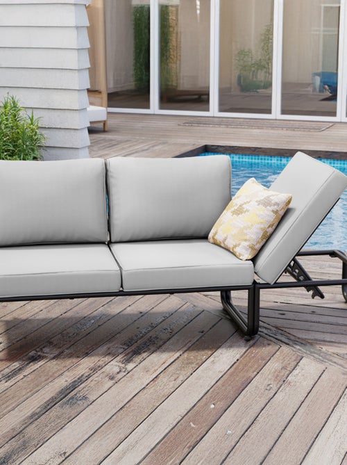 SORRENTO Salon de jardin canapé modulable 2-3 places gris en aluminium - Kiabi