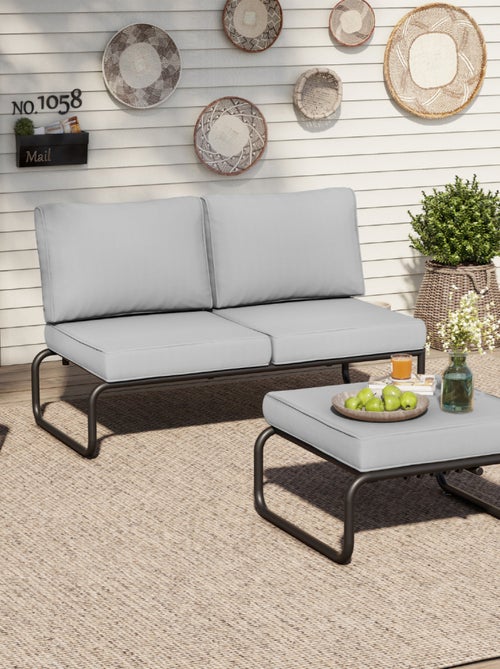 SORRENTO Salon de jardin canapé modulable 2-3 places gris en aluminium - Kiabi