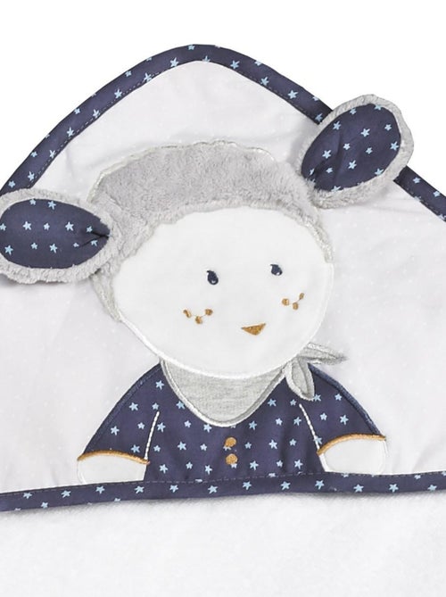 Sortie de bain 75x75cm et son gant en coton blanc - SAUTHON - Kiabi